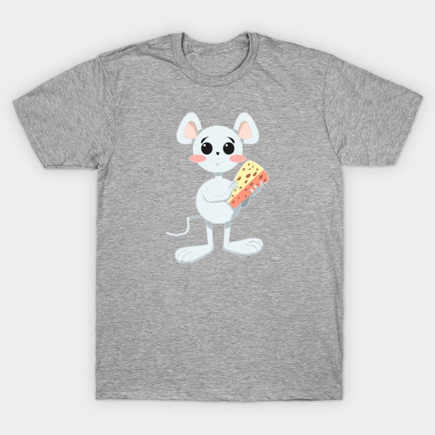 CUTE MOUSE WITH CHEESE T-Shirt by droidmonkey